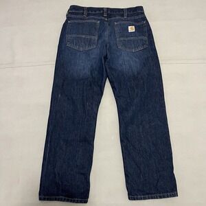 Carhartt Men Relax Fit‎ Baggy Boot Cut Dark Wash Denim Blue Jeans-34x28-0843